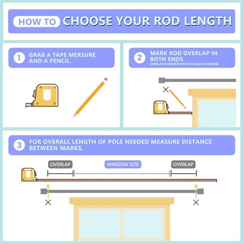 Byondeth Adjustable Curtain Rods - 16 to 170 Inches, 1 Inch Diameter, Black with Aluminium Finials