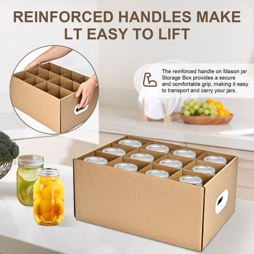 PPXHFV 3 Pcs Canning Jar Storage Boxes, Fits 32 oz Regular or Wide Mouth Jars, 12 Cells, Mason Jar Organizer