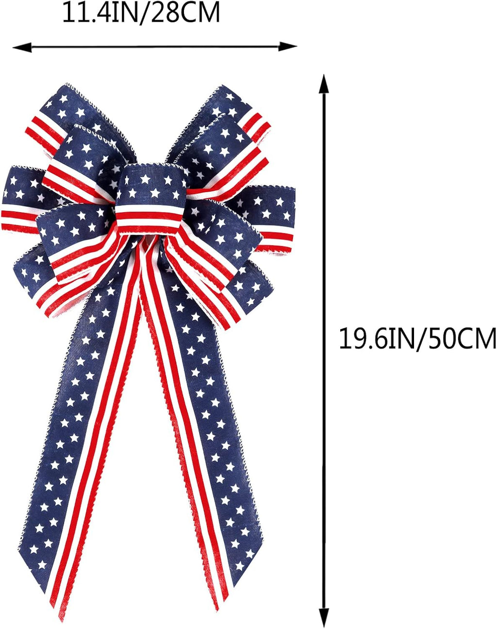 Patriotic 4th of July Decor Bow by [Brand Name] - Red, White & Blue Stripe Stars | Perfect for Wreaths & Tree Toppers