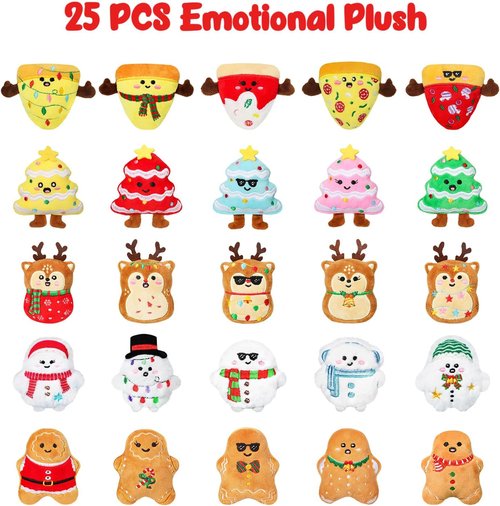 Emotional Plush Advent Calendar 2025 - 25 Mini Collectible Plushies | Unique Christmas Gift for Kids & Teens