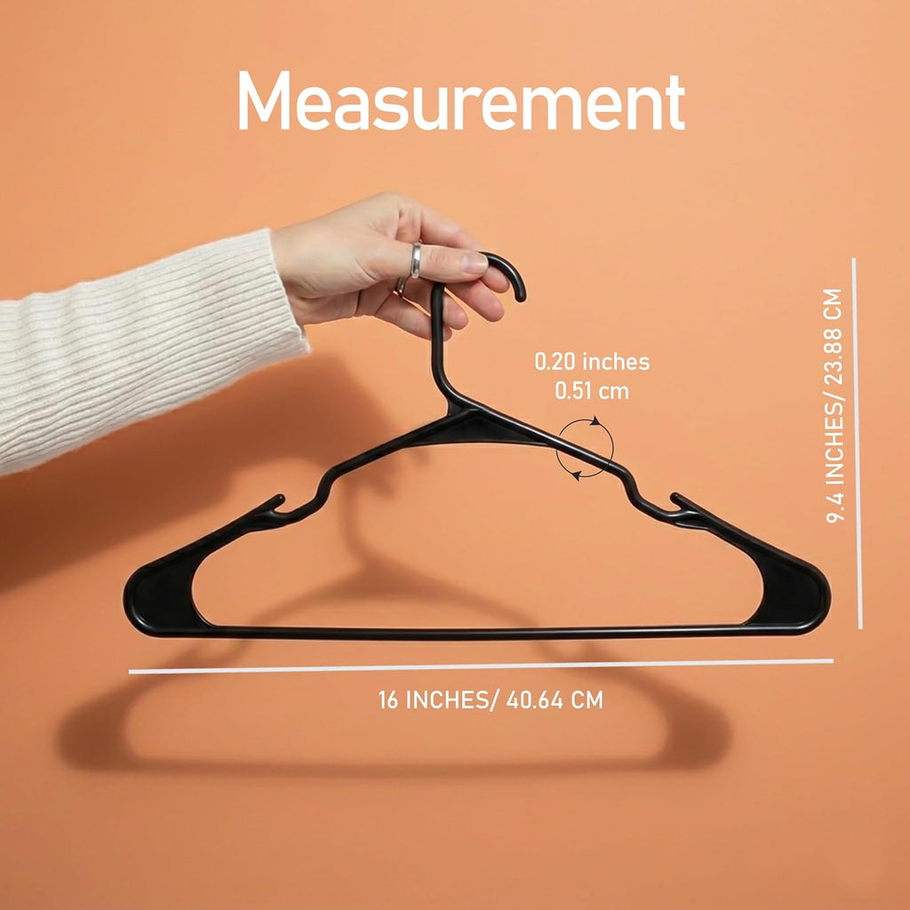 Utopia Home Plastic Hangers - Durable Space-Saving Clothes Hangers - 200 Pack in Black