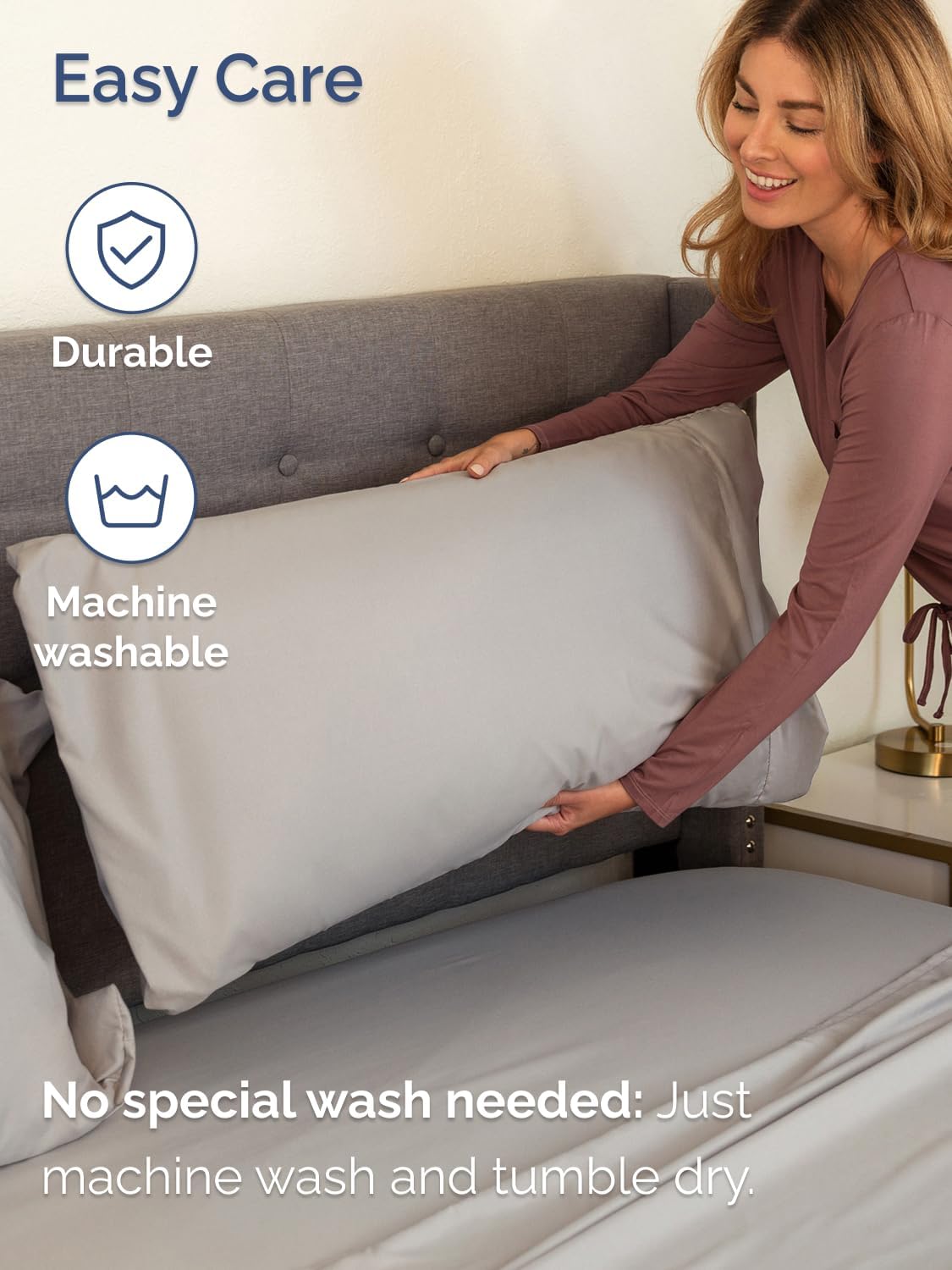 Skiennix Extra Deep Queen Sheet Set | 6-Piece Breathable Cooling Bedding - Soft, Wrinkle-Free Light Grey