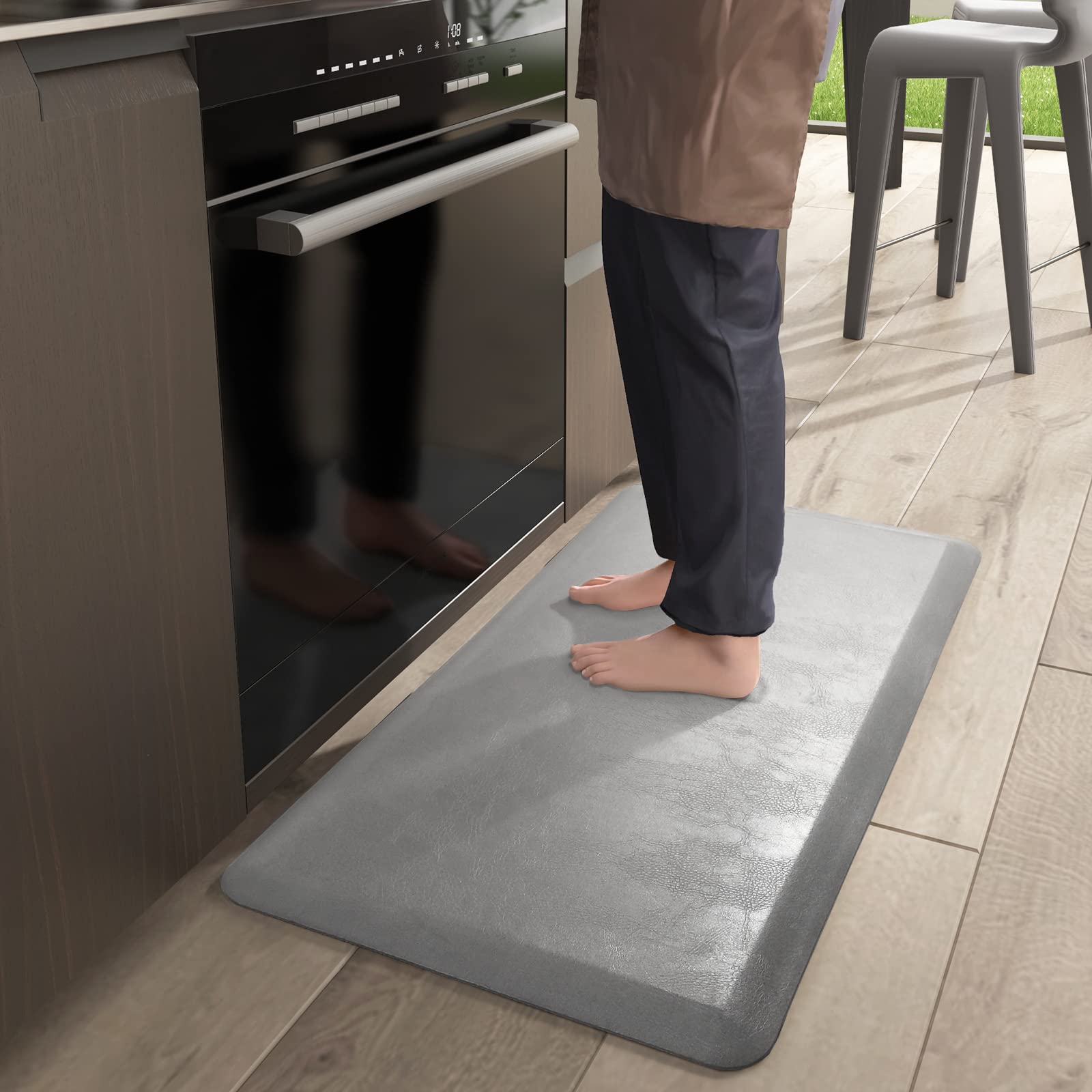 Color&Geometry Anti Fatigue Floor Comfort Mat 3/4 Inch Thick 24"x70" Perfect for Standing Desks, Kitchen Sink, Stove, Dishwasher, Countertop, Office or Garage, Light Grey