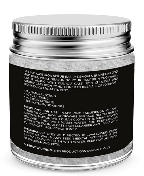 Culina Cast Iron Cleaning & Restoring Scrub | Removes Rust Without Scratching & Care Before Cleaning, Washing & Seasoning | 100% Natural | for Cast Iron Skillets, Pans & Cookware