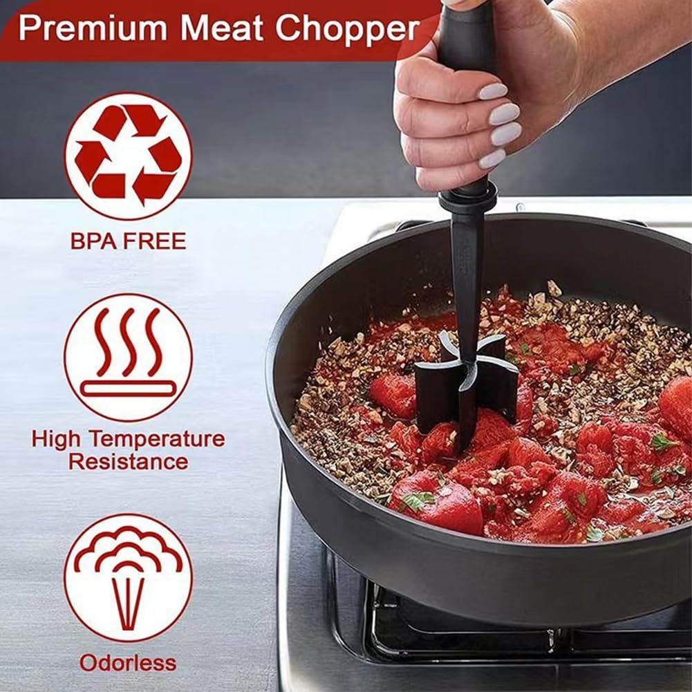 Skiennix Meat Chopper - 6-Piece Heat Resistant Hamburger Grinder & Non-Stick Mix Tool for Cooking