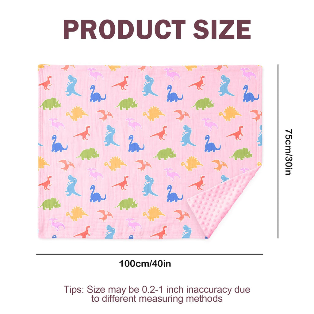 Pink Bow Baby Blankets for Girls, Soft Pink Bow Nursery Minky Blanket with Muslin Front and Dotted Fleece Back for Newborn Warm Pink Cute Blankets for Infant Toddlers 30 x 40in