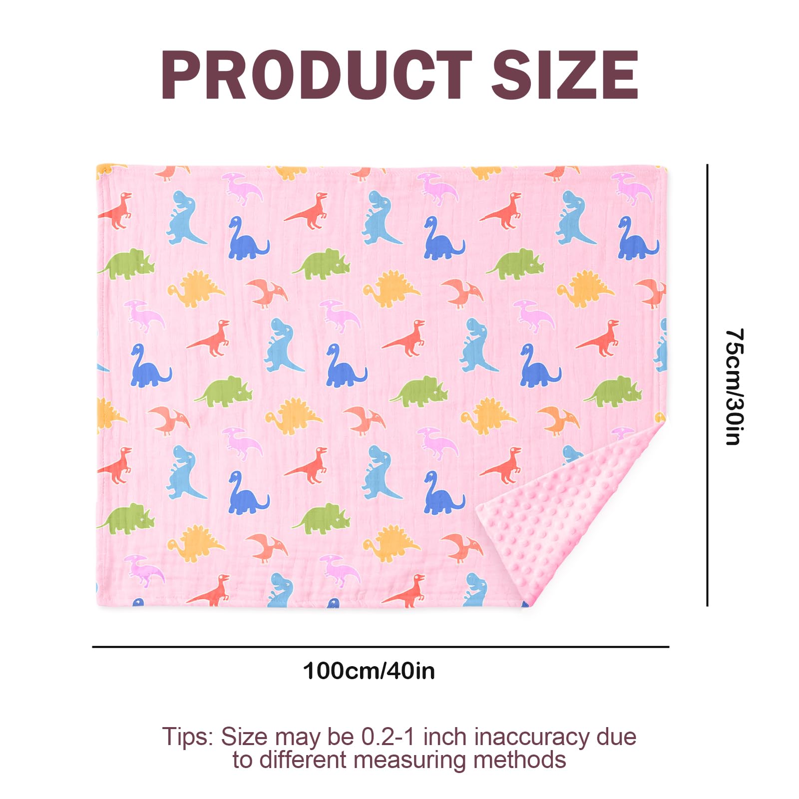 Pink Bow Baby Blankets for Girls, Soft Pink Bow Nursery Minky Blanket with Muslin Front and Dotted Fleece Back for Newborn Warm Pink Cute Blankets for Infant Toddlers 30 x 40in