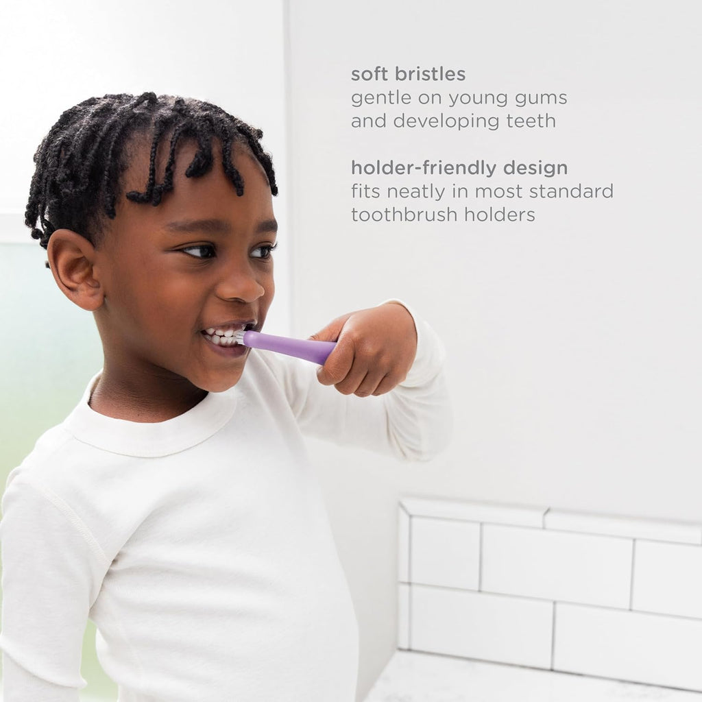 Ubbi Grow With Me Toothbrush Set - Silicone Finger Brush & 360° Soft Bristle Toothbrush | Smoothie Purple