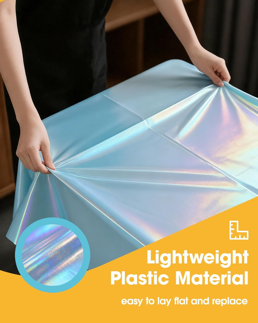 Niuara Iridescent Blue Tablecloths - 4 Pack Disposable 54" x 108" for 6FT Tables | Perfect for Parties & Gatherings