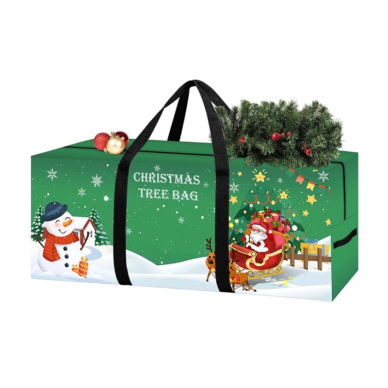 Christmas Tree Storage Bag 7.5 Ft Large with Reinforced Handles & Dual Zippers – 50" x 16" x 20" Green