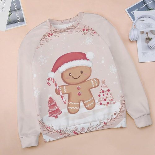 Domirica Gingerbread Sweatshirt - Cute Graphic Pullover for Women | Oversized Winter Fashion 2024