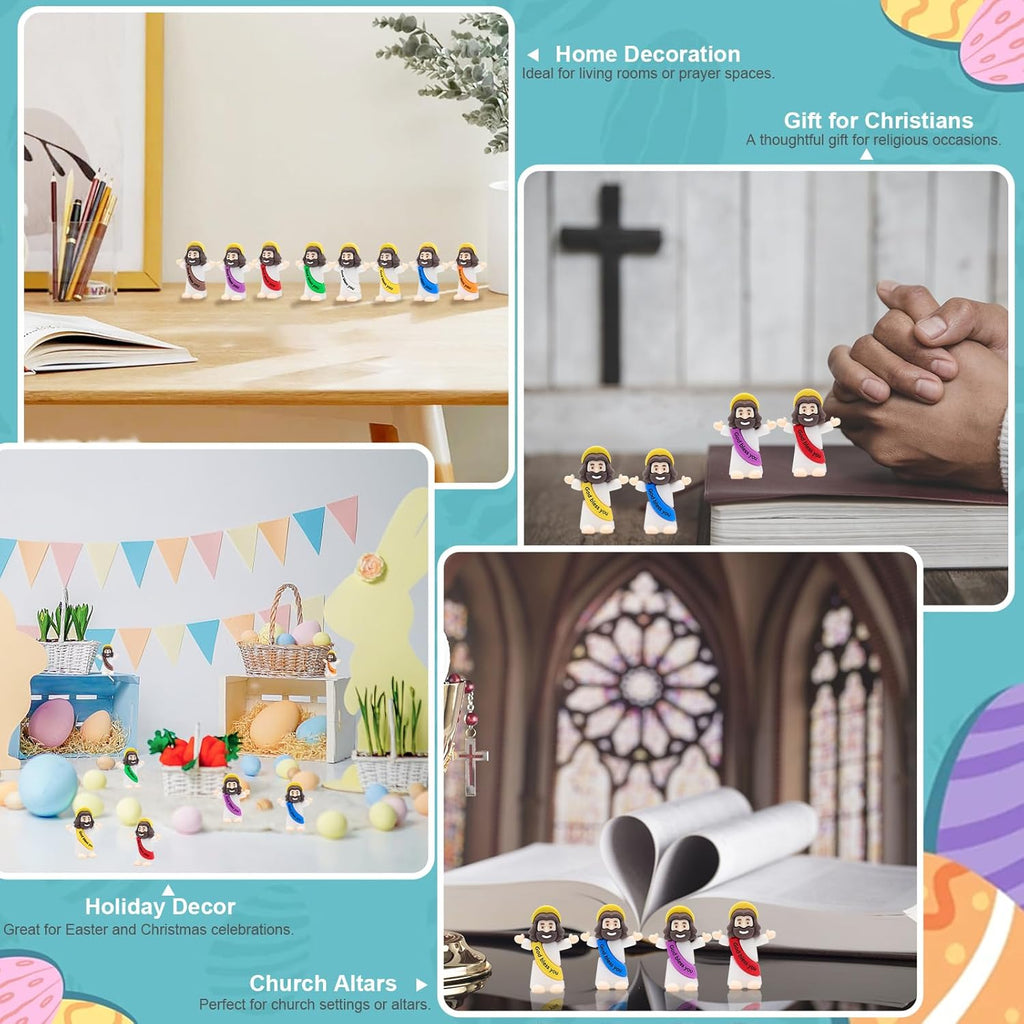 Yelakey Mini Jesus Figurines - 50pcs Classic Religious Decor for Baptism & Easter Celebrations