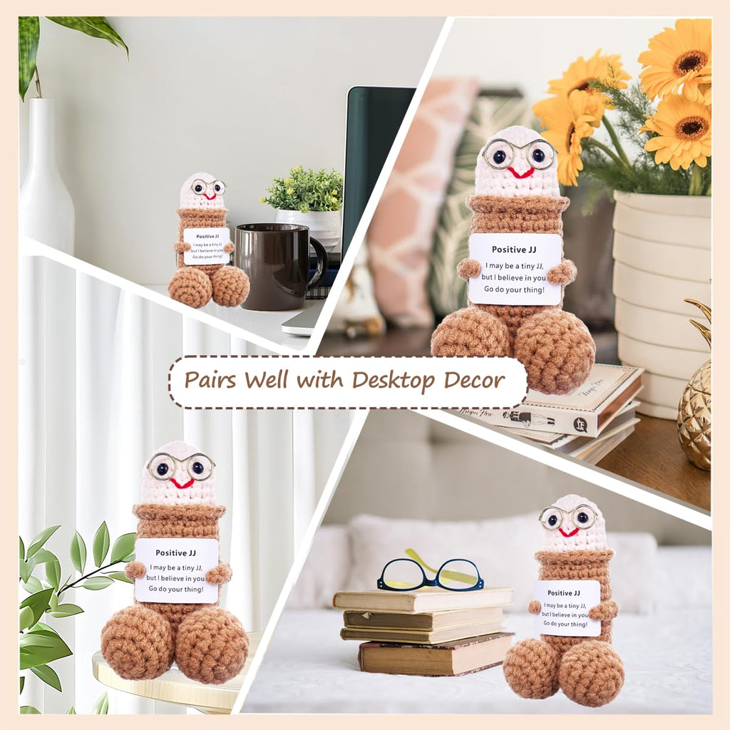 IYOOCSS Positive Crochet Emotional Support Pickle Plushies Weird Stuffed Animal Funny Things Gag Gifts for Men Friends, Boyfriends, Husband Adult (Brown JJ-1pcs)