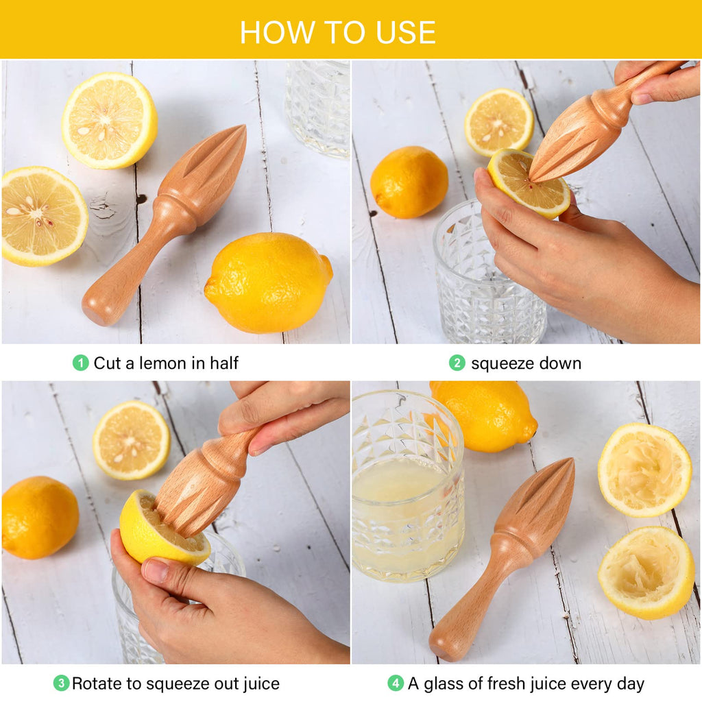 Sieral 1 Pcs Wooden Citrus Reamer Lemon Hand Juicer Beech Wood Handheld Citrus Juicer Kitchen Juicing Tool Manual Orange Lime Lemon Juice Reamer Extractor for Daily Home Bar Cafe Restaurant Use