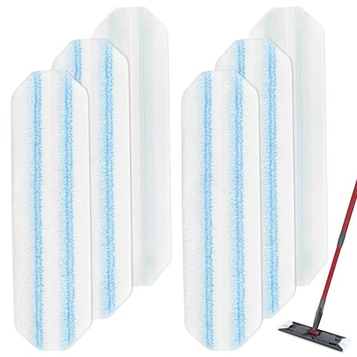 6 Pack Microfiber Replacement Mop Pads for O-Cedar H2prO Flat Mop System, Washable and Reusable Mop Pad Refills for O Cedar H2pro Flat Mop, Flat Mop Replace Heads for Wet Dry Floor Deep Clean