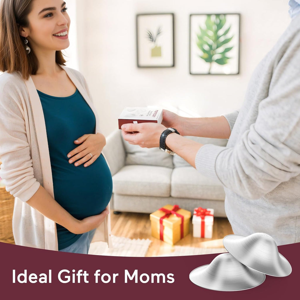 Momcozy 999 Silver Nipple Shields - Hole-Free Design for Breastfeeding Essentials | Regular Size