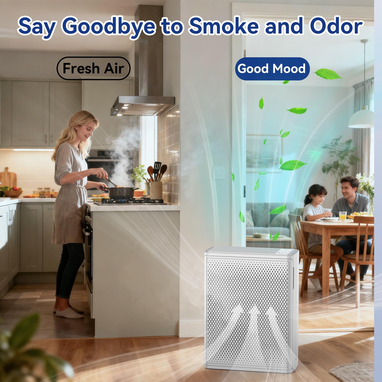YARIKI Air Purifiers for Home Large Room Up to 2000 Ft²,H13 HEPA Air Purifiers for Pet Hair Smoke Odor,24dB Ultra-Quiet Operation Suitable for Bedrooms,Living Rooms,Offices