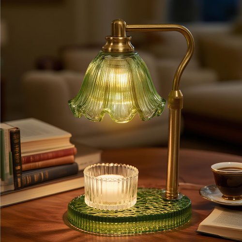 WYghyronic Candle Warmer Lamp with Adjustable Height - Flameless 4-Level Dimmable Wax Warmer, Timer Function & Stylish Design in Multiple Colors (Green)