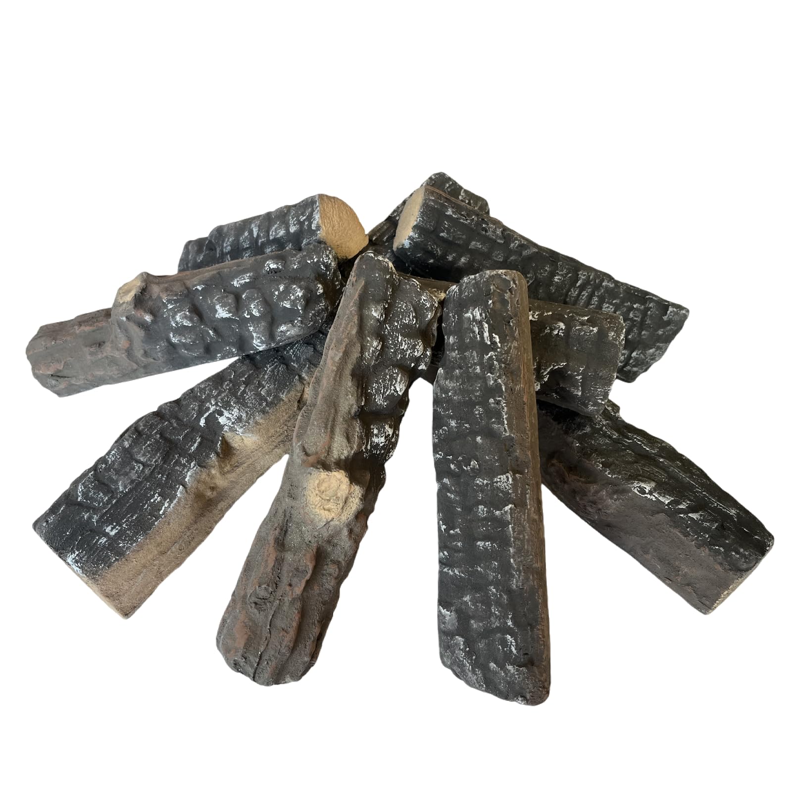 LILALIWA Gas Fireplace Logs, 8 Small Pieces Ceramic Wood Log and Accessory Set for Gas Ethanol Electric Fireplaces, Indoor or Outdoor Fireplaces, Fire Pit Decorations
