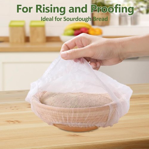 Banneton | 100 Pack Non-Stick Bread Proofing Basket Liners - BPA-Free, Elastic Design, 21" Size
