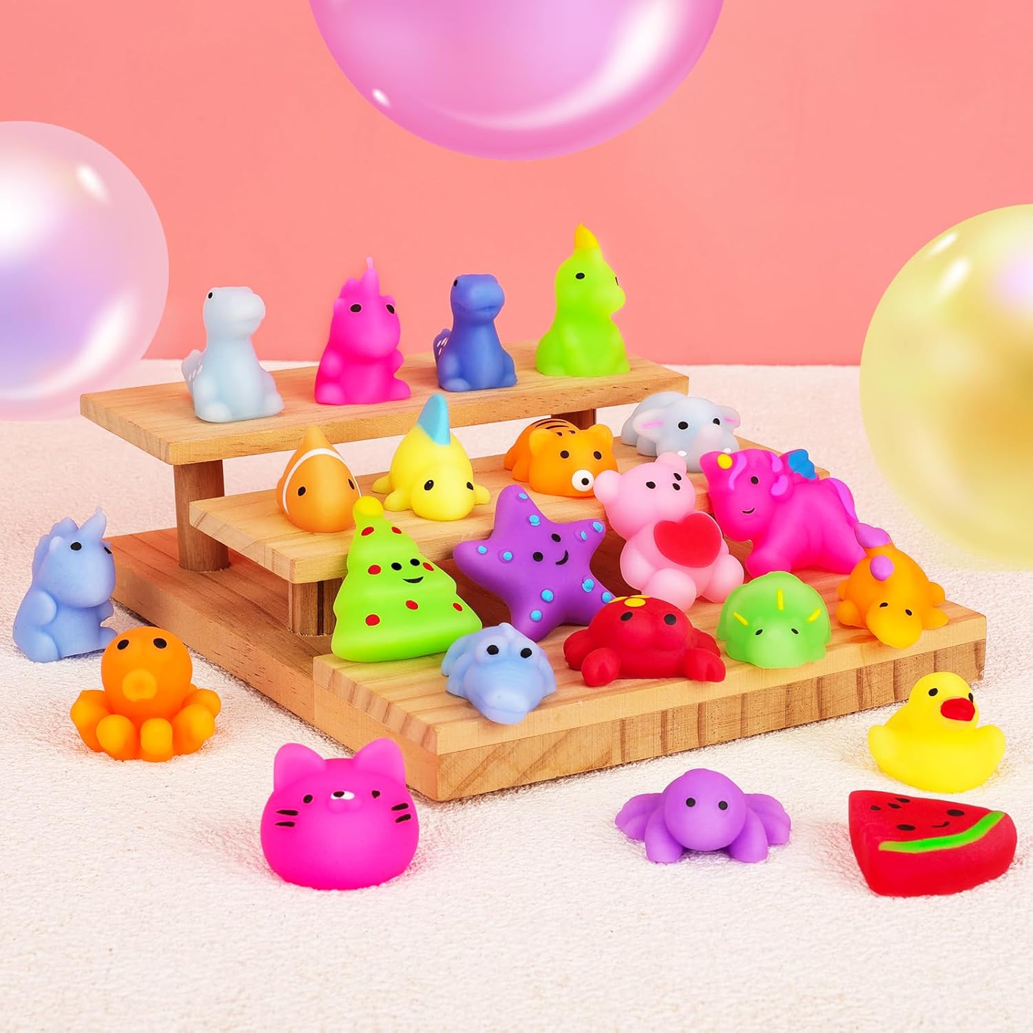VISCOO 40 Pack Squishy Toys - Kawaii Mochi Party Favors for Kids | Perfect Easter Basket Stuffers