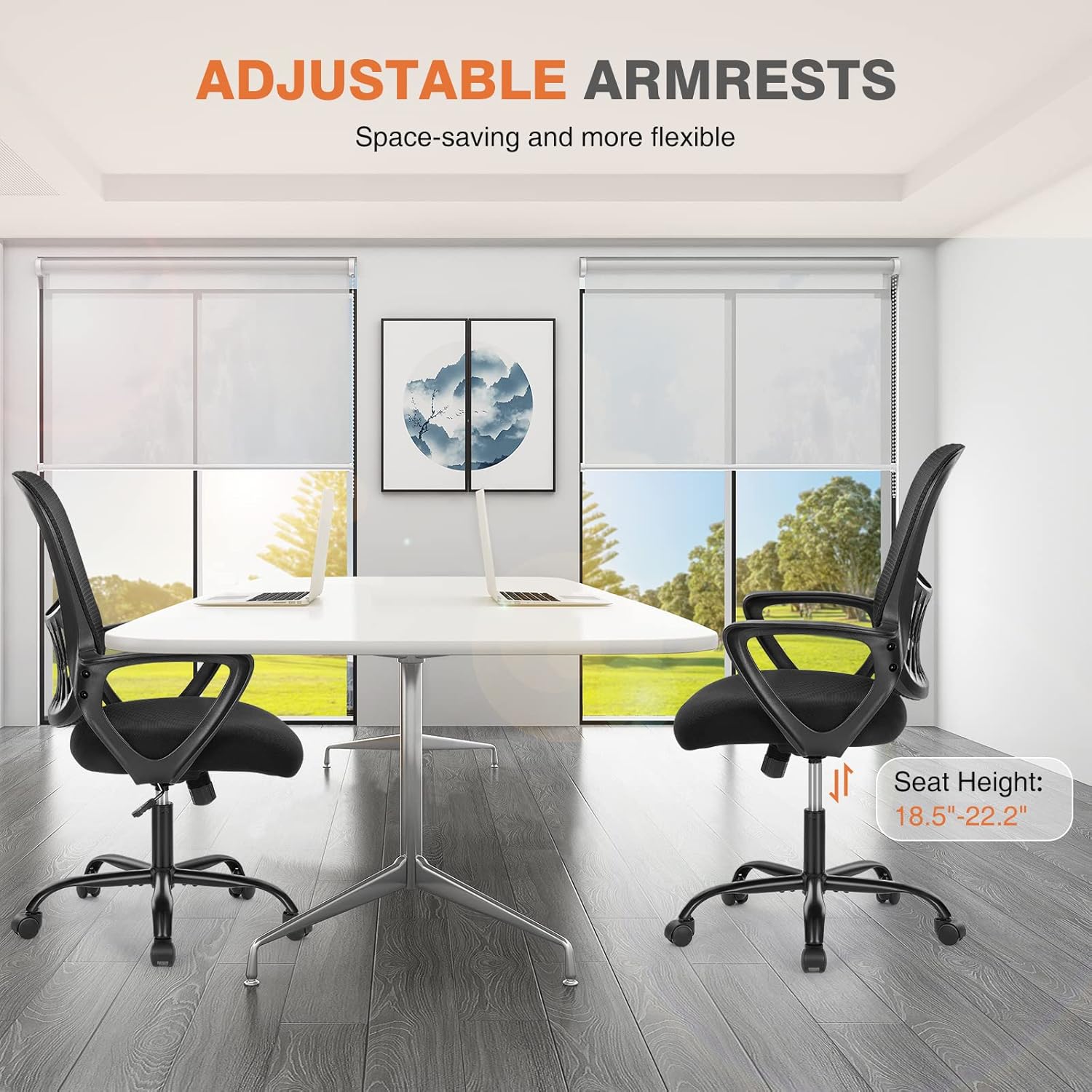 Sweetcrispy Ergonomic Executive Chair - Mid-Back Mesh Design with Lumbar Support | Black