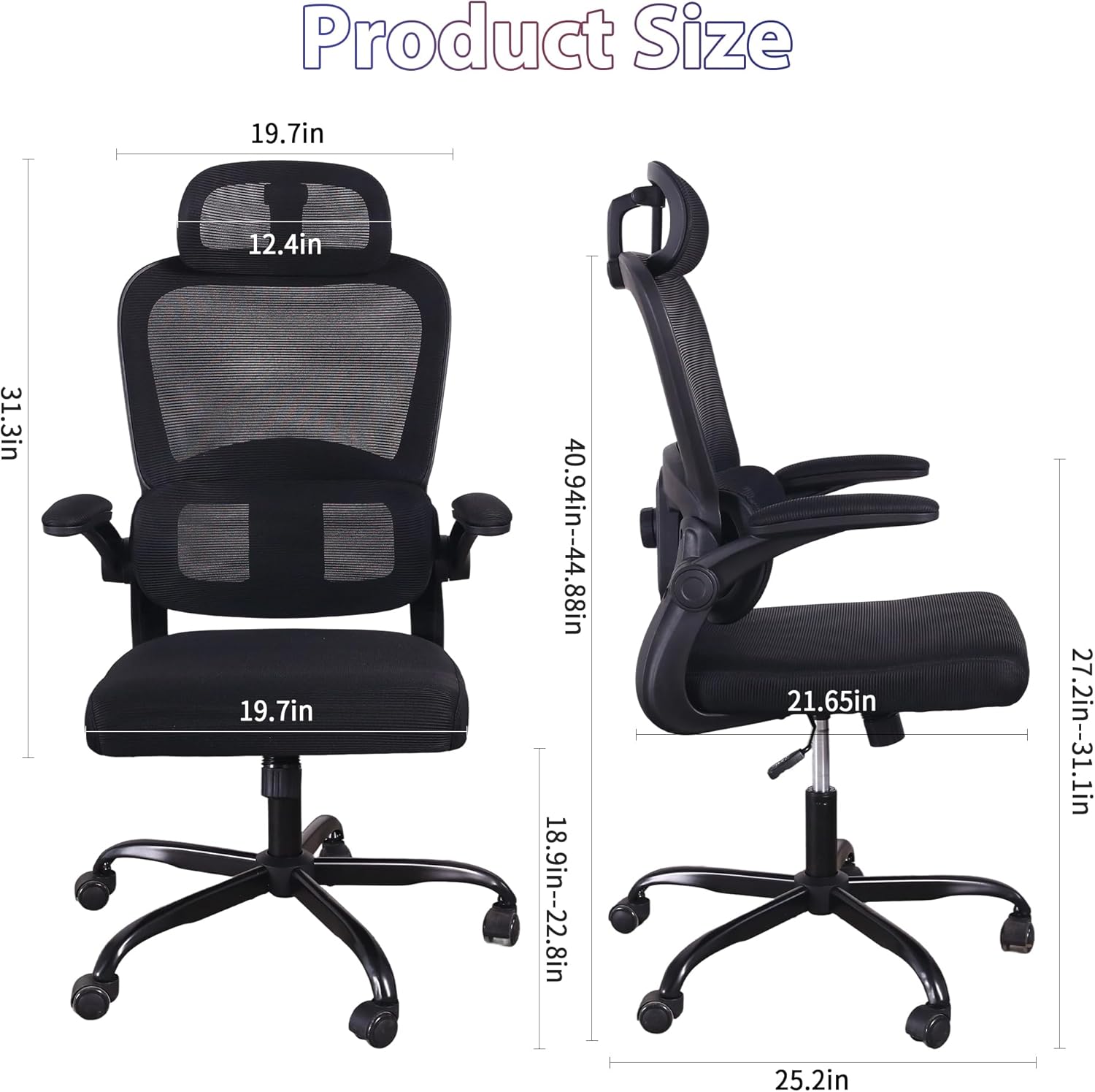 Skiennix Ergonomic Office Chair - High Back Mesh Design with Adjustable Lumbar Support | Rolling Swivel Task Chair