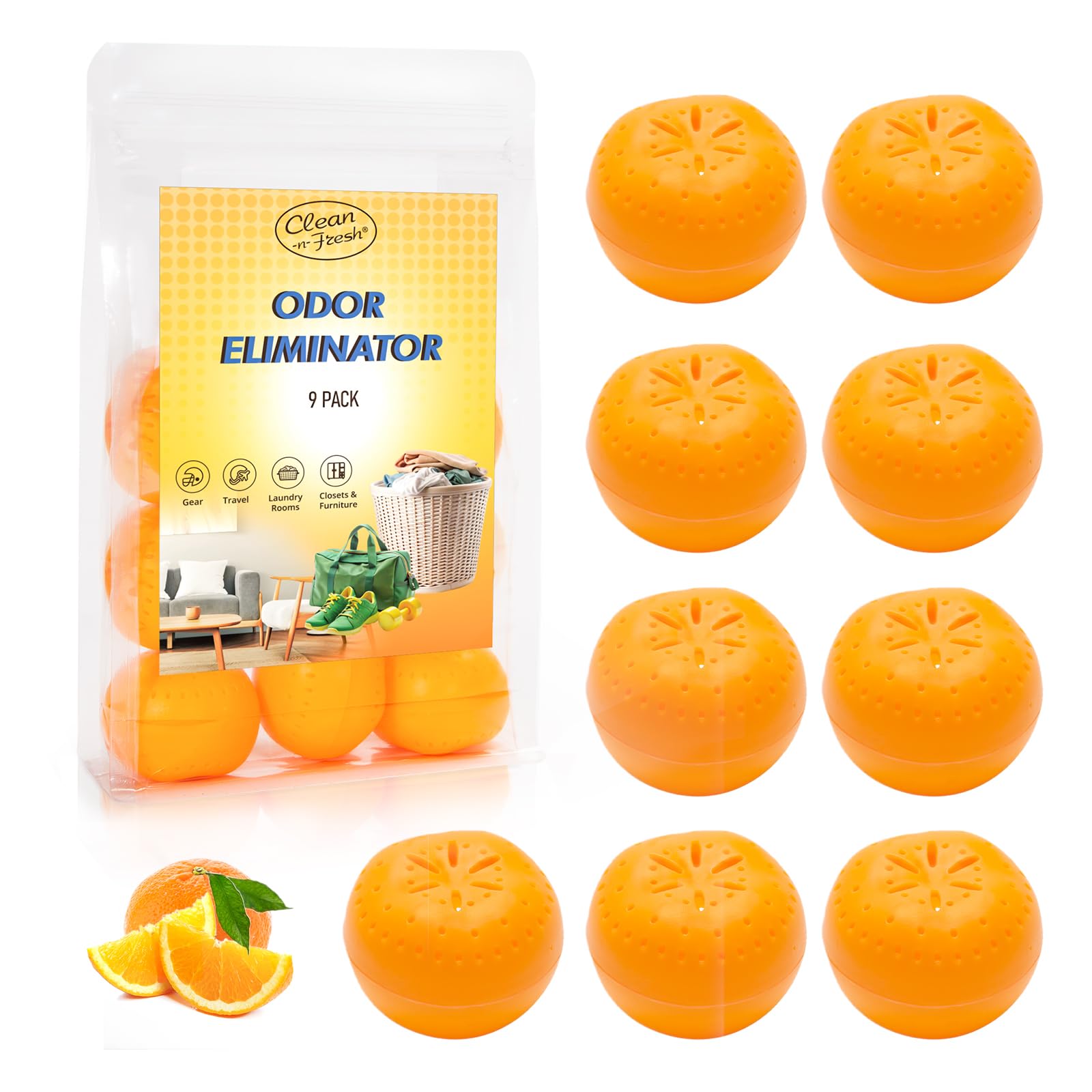 9 Pack Baking Soda Deodorizers, Shoe Deodorizer Balls, Air Freshener for Home, Odor Eliminator for Closets Bathroom Pets, Up to 180 Days