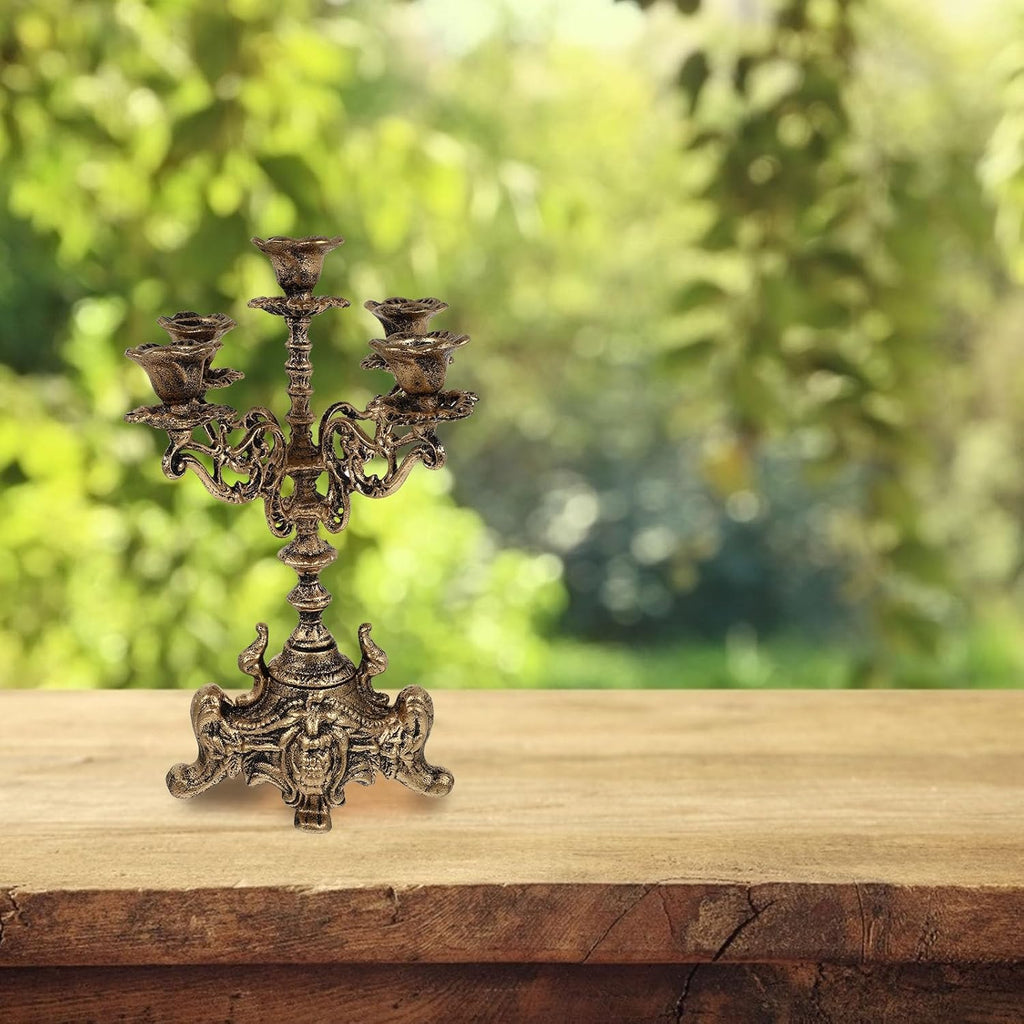 Regine Switzerland 5-Arms Metal Candle Holder - Elegant Centerpiece for Weddings & Holidays | 12 Inch