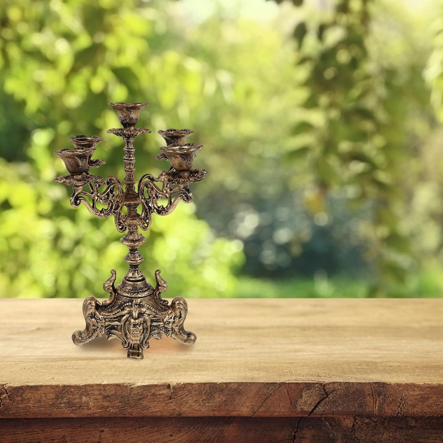 Regine Switzerland 5-Arms Metal Candle Holder - Elegant Centerpiece for Weddings & Holidays | 12 Inch