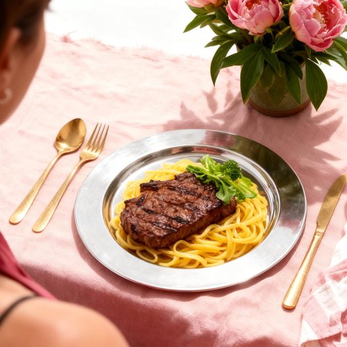Dyrfolm 12 Pcs Silver Charger Plates, 13 Inch Stainless Steel Charger Plates, Metal Round Dinner Chargers for Dinner Plate, Wedding, Party, Event Decoration