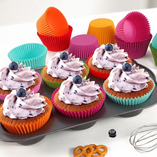 Caperci Rainbow Cupcake Liners - 350-Count Bright Colorful Muffin Baking Cups | Odorless & Grease-Proof