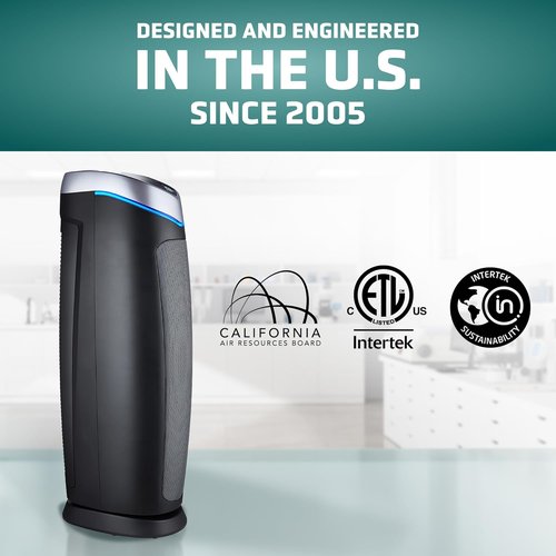 GermGuardian 5-In-1 HEPA Air Purifier - Large Room Coverage Up to 915 Sq. Ft. | UV-C Light & Pet Filter, Gray