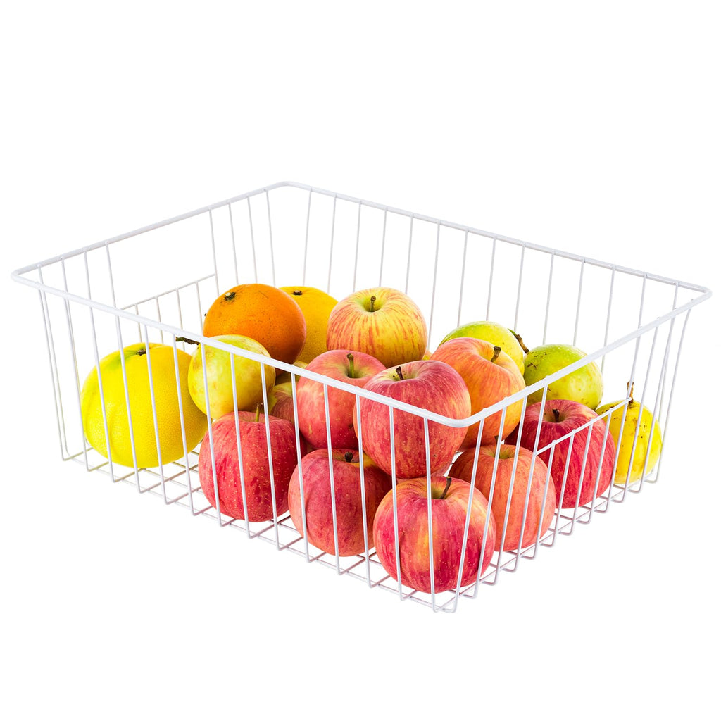 Y.Z.Bros 16" L x 12" W Wider Freezer Storage Organizer Baskets Container, Deep Metal Wire Chest Upright Refrigerator Divider with Built-in Handles for Cabinet, Pantry, Closet, Kitchen