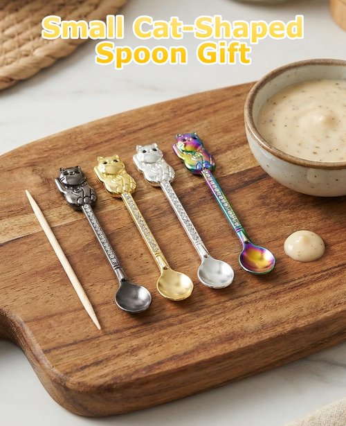 Geyynow 10 Pcs Mini Spoon Keychain, Metal Tiny Shovel Spoons for Home Kitchen Spices, Necklace Charms Pendants Diy Craft Making