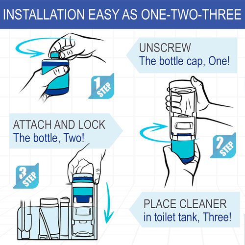 eHouse Automatic Toilet Cleaner with Refill — Flush-Activated Toilet Bowl Cleaner, Toilet Cleaners for Hard Water, Removes Rust & Limescale, Long-Lasting In-Tank System, Fresh Lemon Scent.