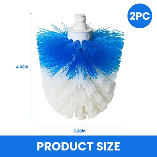 Toilet Brush Refills for OXO Toilet Brush Only, 2 Pack Toilet Brush Replacement Head, Blue & White, Nylon & Plastic Material Bristles