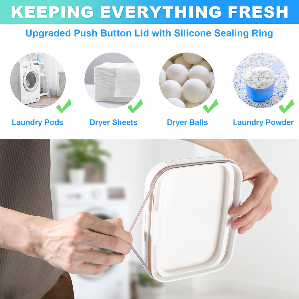 ALPIRIRAL 3 Pack Laundry Pods Container, Holder Dispenser for Laundry Room Organization Decor, for Storage, Dishwasher Pods, Scent Booster, Dryer Sheet, 152+94+67fl oz with Lids, Scoops & Labels