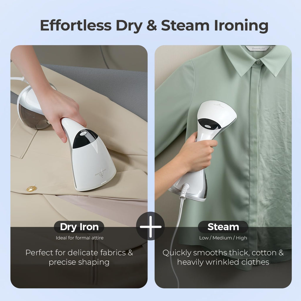Skiennix Steamer for Clothes - 1500W Portable 2-in-1 Iron with 3 Steam Settings & Ceramic Soleplate