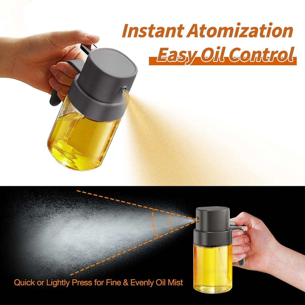 YARRAMATE Mini Oil Sprayer - 6.8 OZ Food-Grade Olive Oil Spray Bottle for Cooking & BBQ (Gray)