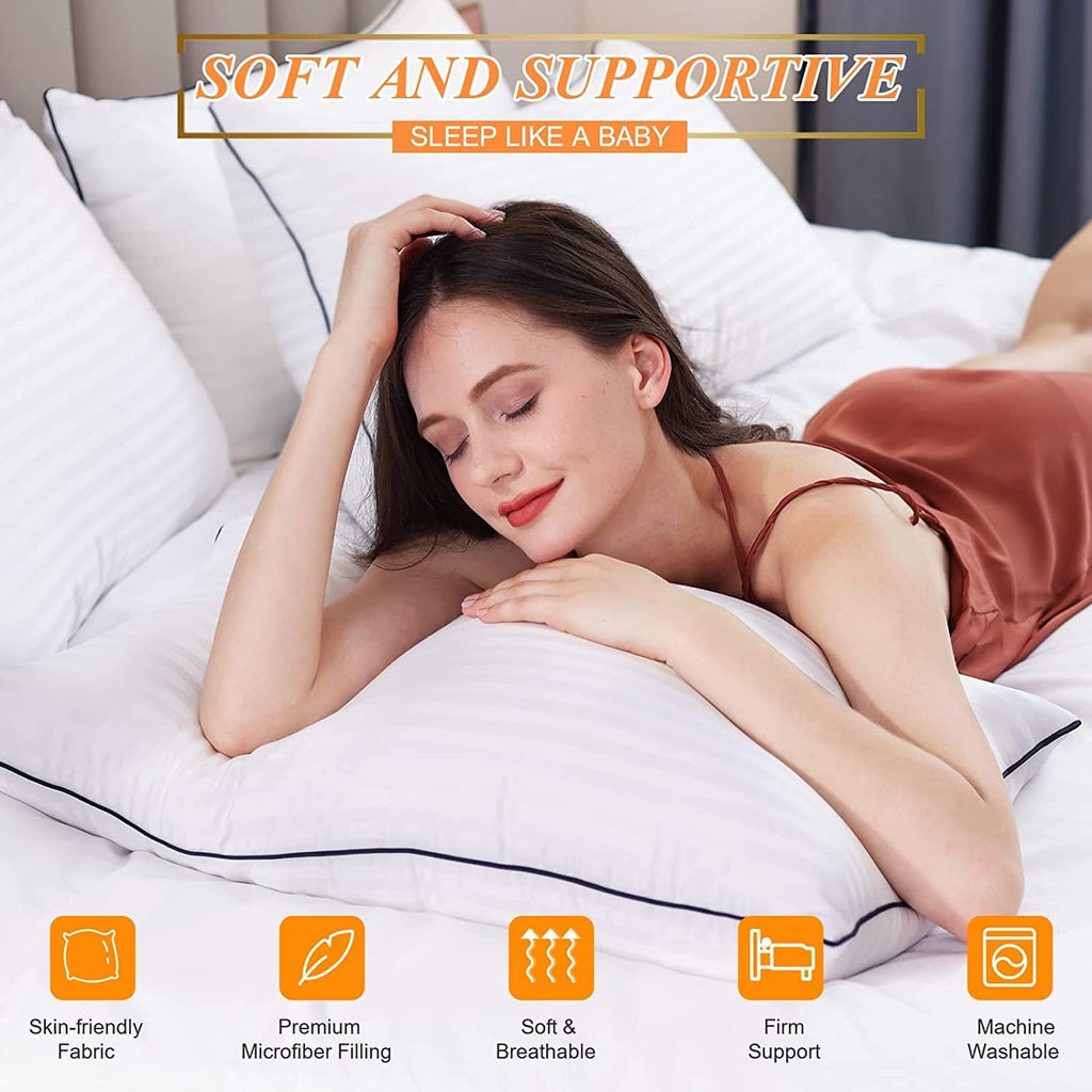 SEMZSOM King Size Bed Pillows - Set of 4 Luxury Hotel-Quality Soft Down Alternative for All Sleep Positions