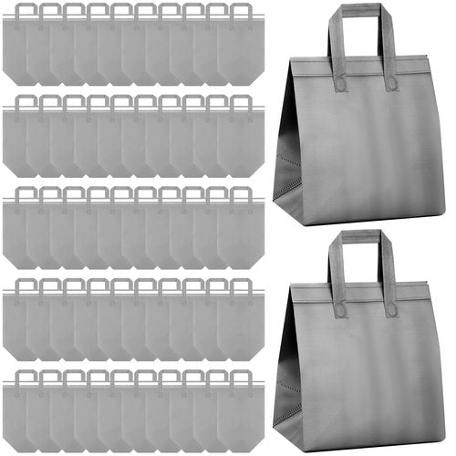 Hushee 200 Pcs Insulated Take out Bags Bulk Thermal Insulation Take Away Bags Disposable 10.24x11.02x6.69 Inch for Grocery Lunch Hot Cold Frozen Food Delivery Shipping Cooler(Gray)