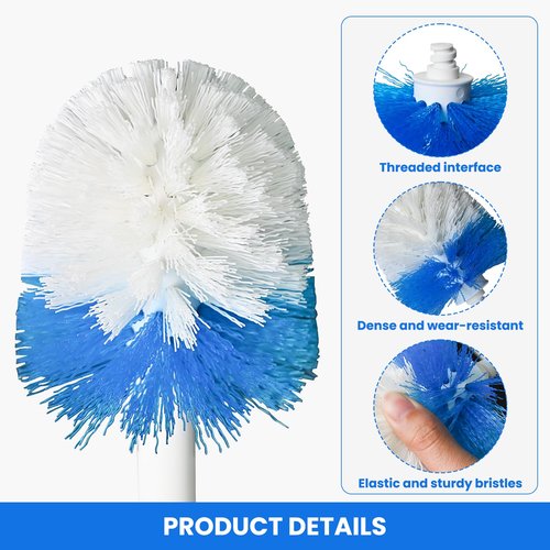 Toilet Brush Refills for OXO Toilet Brush Only, 2 Pack Toilet Brush Replacement Head, Blue & White, Nylon & Plastic Material Bristles