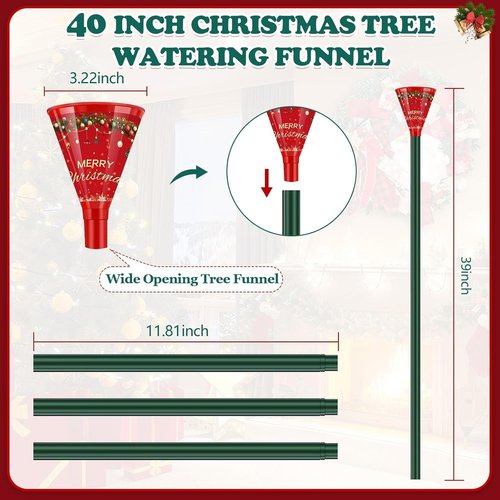 IPOOLTENG Christmas Tree Watering Funnel 3 Tube 1 Funnels 40 Inch - 3 Section Plastic Christmas Tree Funnel Waterer, Long Funnels for Watering Trees, Best Gifts for Your Parents to Water Tree
