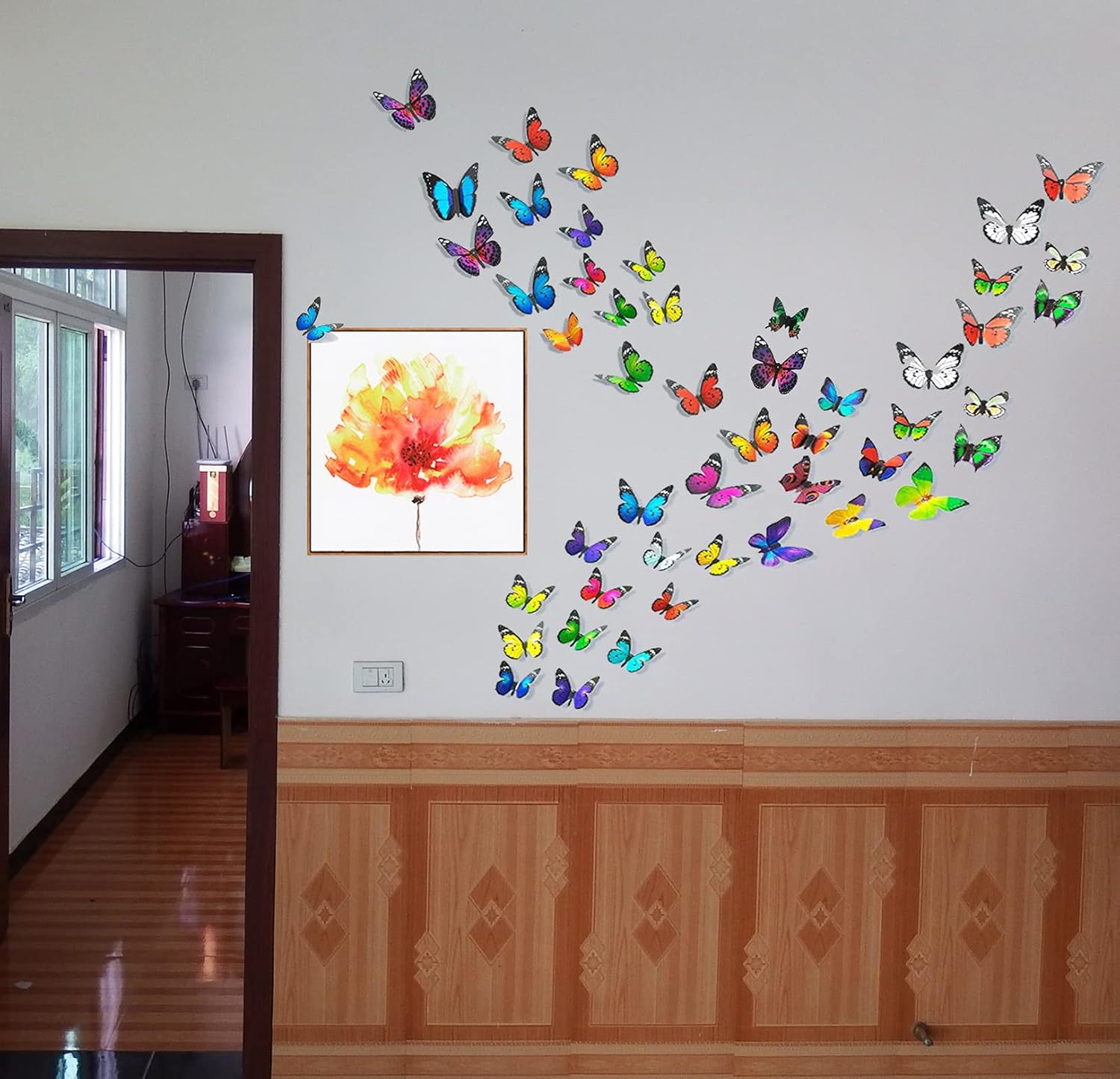 Skiennix 80 PCS Butterfly Wall Decor - Waterproof & Removable Plastic Wings for Home & Bedroom