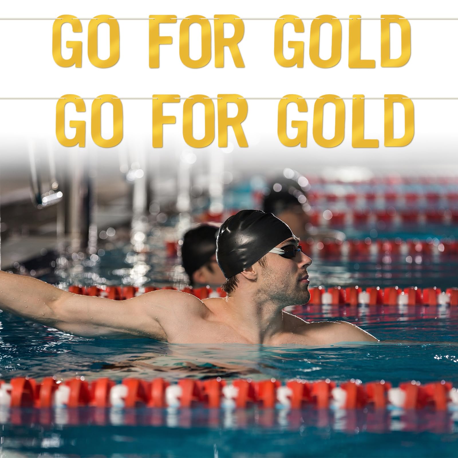 AOZUO 2 Set Go for Gold Signs, Olympic Decorations Banners for Sports Themed Party Events Photo Booth Backdrop Athletic Games Competitions Supplies for Wall Home Decor Indoor Outdoor, 6.29x3.34inch