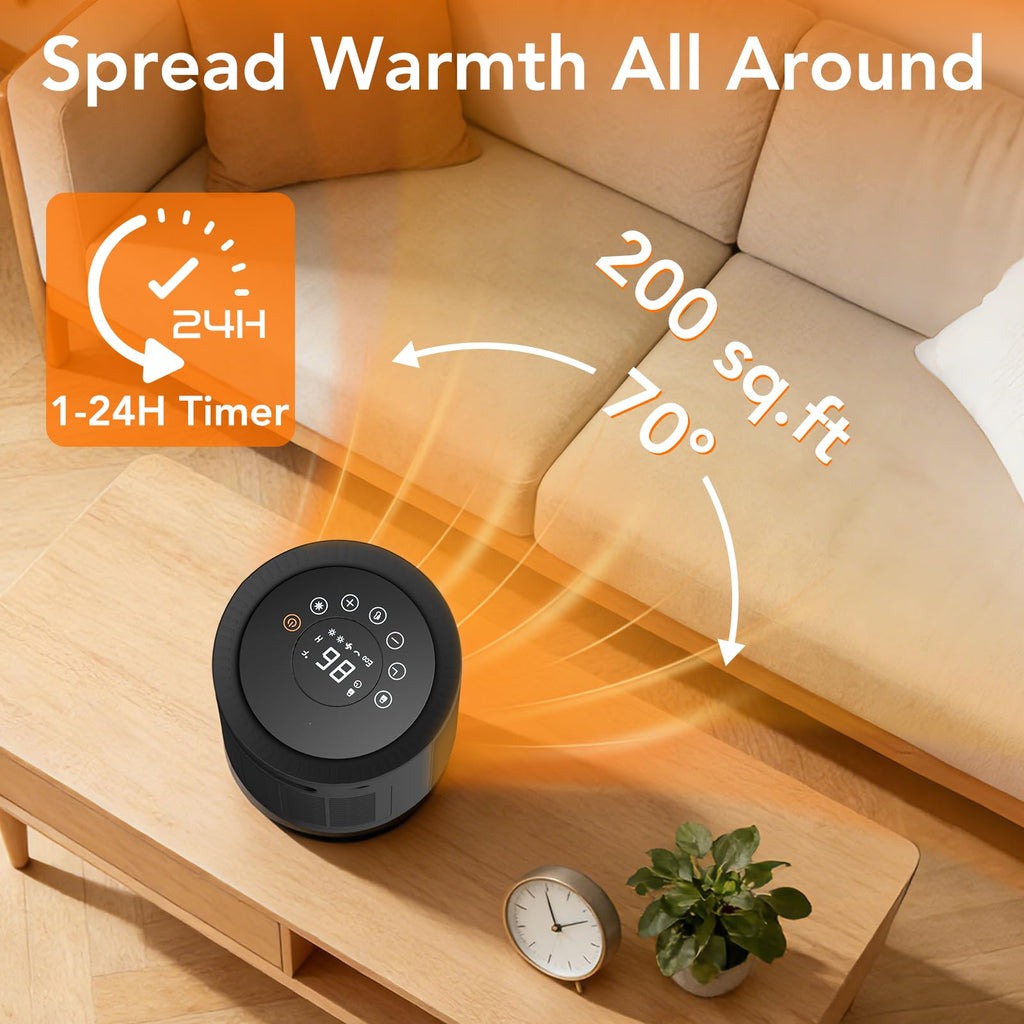 COWSAR Space Heater, 1500W Portable Electric Heaters with Thermostat, Remote, Overheat and Tip-Over Protection, 24H Timer, 3 Modes, Safe Quiet Room Heater Small Space Heaters for Indoor Use