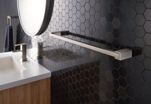 Moen Kyvos Brushed Nickel 24-Inch Single Modern -Towel Bar, BP3724BN