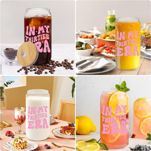 30th Birthday Gifts for Women,30th Birthday Gifts for Her Glass Cup In My THIRTIES Era Coffee Glass-30th Birthday Gift for Women 30 Year Old Gifts Idea For Mom, Friends, Co-Worker - 16 Oz (30th cup)