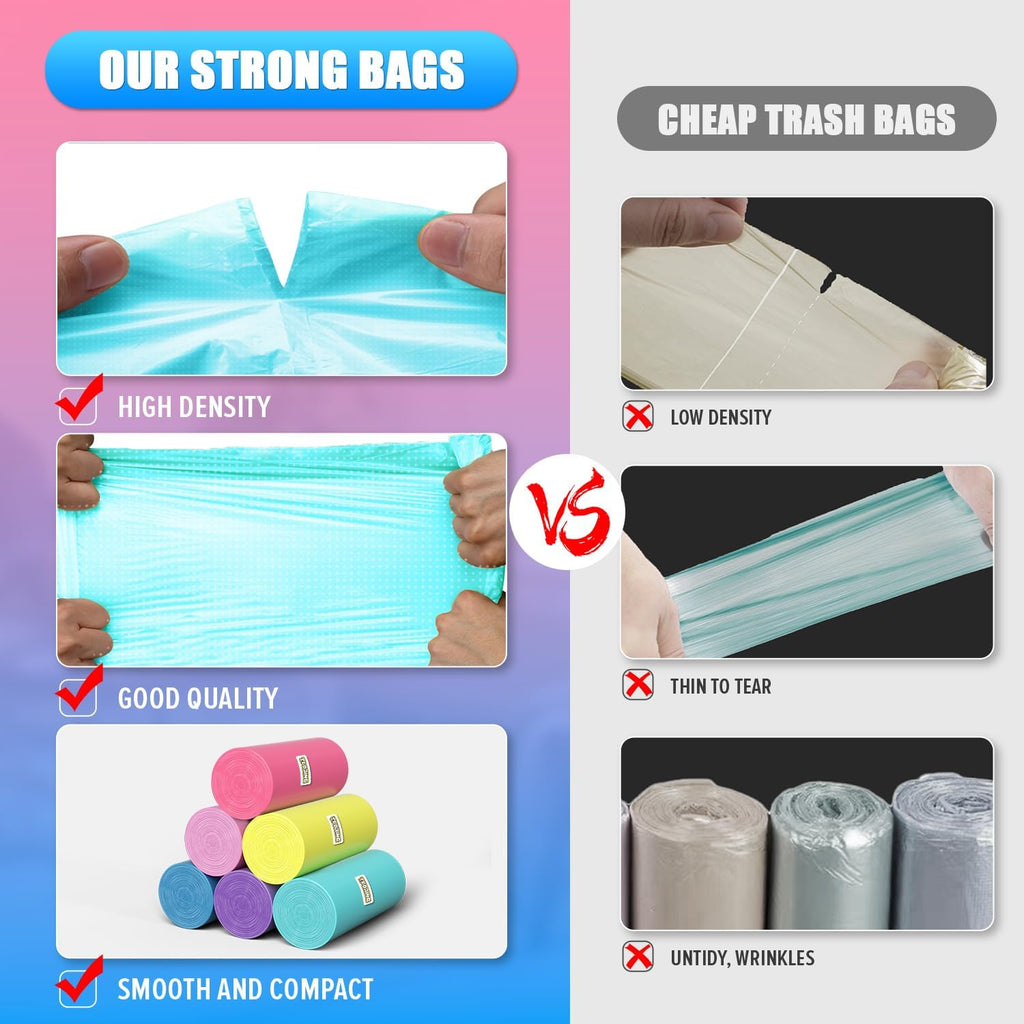 Skiennix 150 Count Small Trash Bags - Unscented Leak-Proof Colored Bathroom Liners | 4 Gallon, 15 Liter